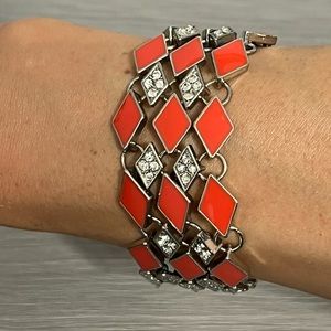 Silver Fashion Bracelet with Orange Diamonds and CZ Diamonds